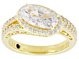 White Cubic Zirconia 18k Yellow Gold Over Sterling Silver Ring 4.26ctw