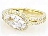 White Cubic Zirconia 18k Yellow Gold Over Sterling Silver Ring 4.26ctw