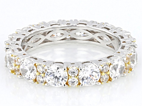 White Cubic Zirconia Platineve® And 18k Yellow Gold Over Sterling Silver Ring 5.82ctw