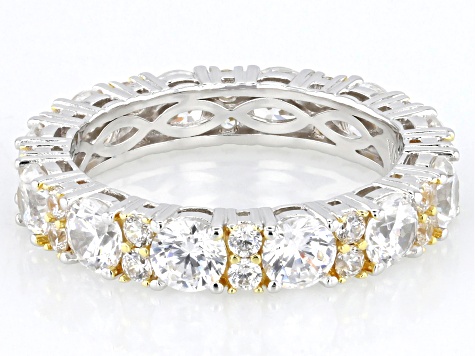 White Cubic Zirconia Platineve® And 18k Yellow Gold Over White Cubic Zirconia Platineve® And 18k Yellow Gold Over