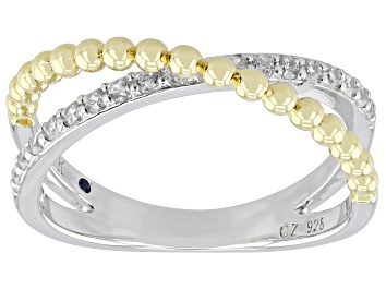 Picture of White Cubic Zirconia Platineve® And 18k Yellow Gold Over Sterling Silver Ring 0.45ctw