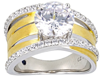 Picture of White Cubic Zirconia Platineve® And 18k Yellow Gold Over Sterling Silver Ring 5.33ctw
