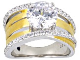 White Cubic Zirconia Platineve® And 18k Yellow Gold Over Sterling Silver Ring 5.33ctw