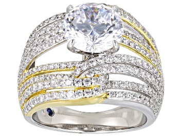 Picture of Cubic Zirconia Platineve® And 18k Yellow Gold Over Sterling Silver 12th Anniversary Ring 7.13ctw