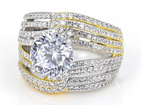 Cubic Zirconia Platineve® And 18k Yellow Gold Over Sterling Silver 12th Anniversary Ring 7.13ctw