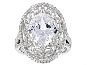 Judith Ripka 12.20ctw Bella Luce® Diamond Simulant Rhodium Over Sterling Silver Ring
