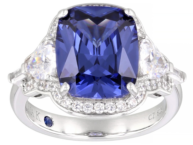 Blue And White Cubic Zirconia Platineve® Ring 10.68ctw