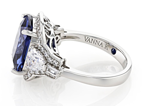 【ゆ】BrightWin Blue And White Cubic Zirconia Rhodium Over Sterling Silver