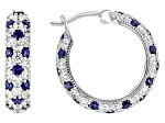 Blue Lab Created Sapphire And White Cubic Zirconia Platineve® Hoops 6.49ctw