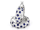 Blue Lab Created Sapphire And White Cubic Zirconia Platineve® Hoops 6.49ctw