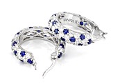 Blue Lab Created Sapphire And White Cubic Zirconia Platineve® Hoops 6.49ctw