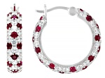 Lab Created Ruby And White Cubic Zirconia Platineve® Hoops 6.49ctw