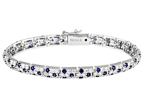 Blue Lab Created Sapphire And White Cubic Zirconia Platineve® Tennis Bracelet 11.08ctw