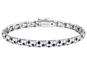 Lab Created Blue Sapphire And White Cubic Zirconia Platineve® Tennis Bracelet 11.08ctw