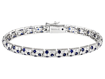 Picture of Blue Lab Created Sapphire And White Cubic Zirconia Platineve® Tennis Bracelet 11.08ctw