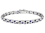 Blue Lab Created Sapphire And White Cubic Zirconia Platineve® Tennis Bracelet 11.08ctw
