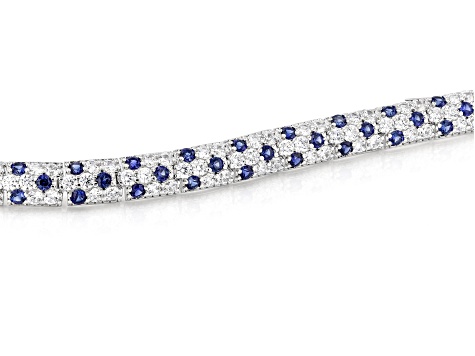 Blue Lab Created Sapphire And White Cubic Zirconia Platineve