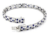 Blue Lab Created Sapphire And White Cubic Zirconia Platineve® Tennis Bracelet 11.08ctw