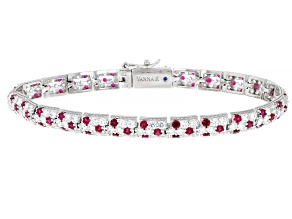 Lab Created Ruby And White Cubic Zirconia Platineve® Tennis Bracelet 11.08ctw