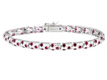 Lab Created Ruby And White Cubic Zirconia Platineve® Tennis Bracelet 11.08ctw