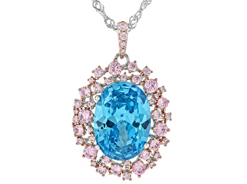 Picture of Blue And Pink Cubic Zirconia Platineve® Pendant 9.87ctw