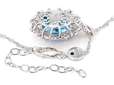 Blue And Pink Cubic Zirconia Platineve® Pendant 9.87ctw