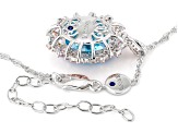 Blue And Pink Cubic Zirconia Platineve® Pendant 9.87ctw