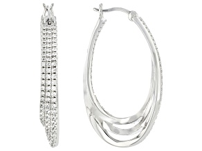 White Cubic Zirconia Platineve® Hoops 4.62ctw