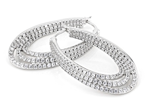 White Cubic Zirconia Platineve® Hoops 4.62ctw