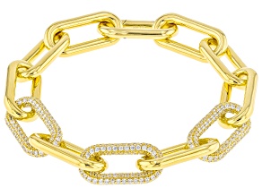 White Cubic Zirconia 18k Yellow Gold Over Sterling Silver Bracelet 11.67ctw