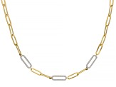 White Cubic Zirconia 18k Yellow Gold Over Sterling Silver And Platineve® Paperclip Necklace 1.25ctw