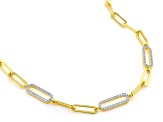 White Cubic Zirconia 18k Yellow Gold Over Sterling Silver And Platineve® Paperclip Necklace 1.25ctw
