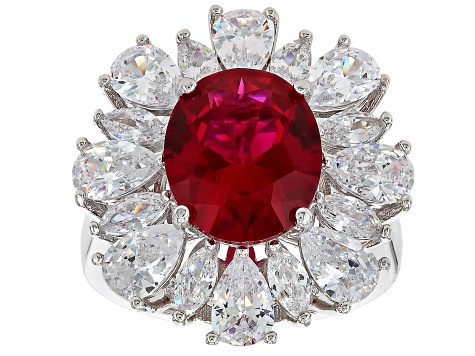 Lab Created Ruby And White Cubic Zirconia Platineve® Ring 11.25ctw