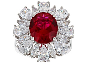 Lab Created Ruby And White Cubic Zirconia Platineve® Ring 11.25ctw