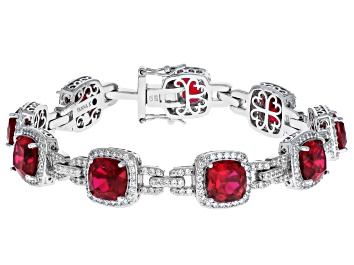 Picture of Lab Created Ruby And White Cubic Zirconia Platineve® Tennis Bracelet 26.51ctw