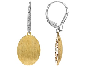 White Cubic Zirconia 18k Yellow Gold Over Sterling Silver Earrings 0.19ctw