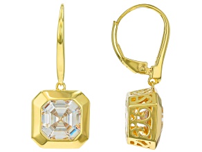 White Cubic Zirconia 18k Yellow Gold Over Sterling Silver Asscher Cut Earrings 8.46ctw