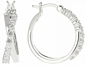 White Cubic Zirconia Platineve Hoops 1.08ctw