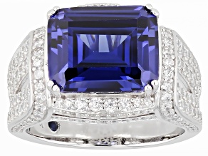 Blue And White Cubic Zirconia Platineve Ring 12.46ctw