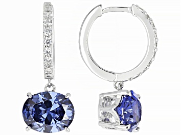 Picture of Blue And White Cubic Zirconia Platineve Earrings 8.76ctw
