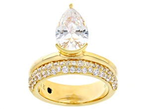 White Cubic Zirconia 18k Yellow Gold Over Sterling Silver Ring 5.52ctw
