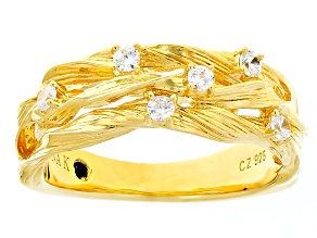 White Cubic Zirconia 18k Yellow Gold Over Sterling Silver Ring