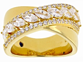 White Cubic Zirconia 18k Yellow Gold Over Sterling Silver Ring 2.51ctw