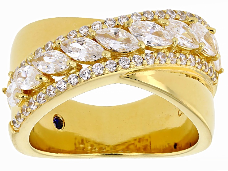 White Cubic Zirconia 18k Yellow Gold Over Sterling Silver Ring 2.51ctw