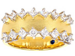 White Cubic Zirconia 18k Yellow Gold Over Sterling Silver Ring 1.36ctw