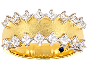 Picture of White Cubic Zirconia 18k Yellow Gold Over Sterling Silver Ring 1.36ctw