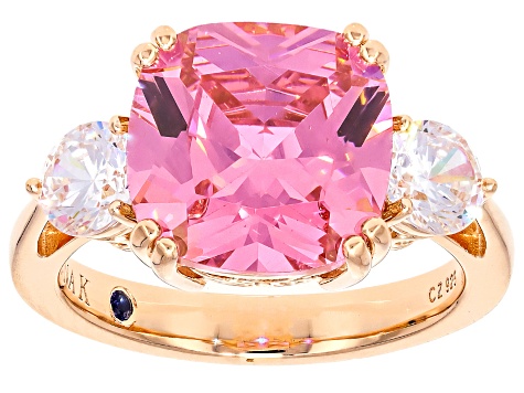 Pink And White Cubic Zirconia 18k Rose Gold Over Sterling Silver Ring 9.38ctw - VKJ158 | JTV