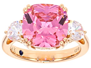 Pink And White Cubic Zirconia 18k Rose Gold Over Sterling Silver Ring 9.38ctw
