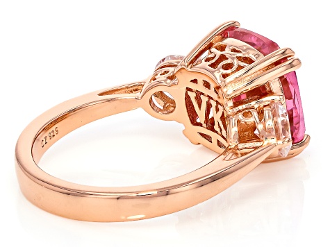Pink And White Cubic Zirconia 18k Rose Gold Over Sterling Silver