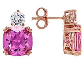 Pink And White Cubic Zirconia 18k Rose Gold Over Sterling Silver Earrings 15.69ctw